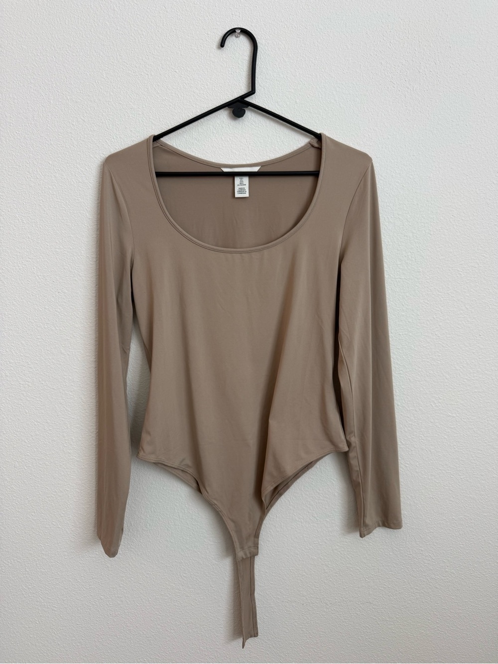H&M Long Sleeve Scoop Neck Bodysuit - Taupe